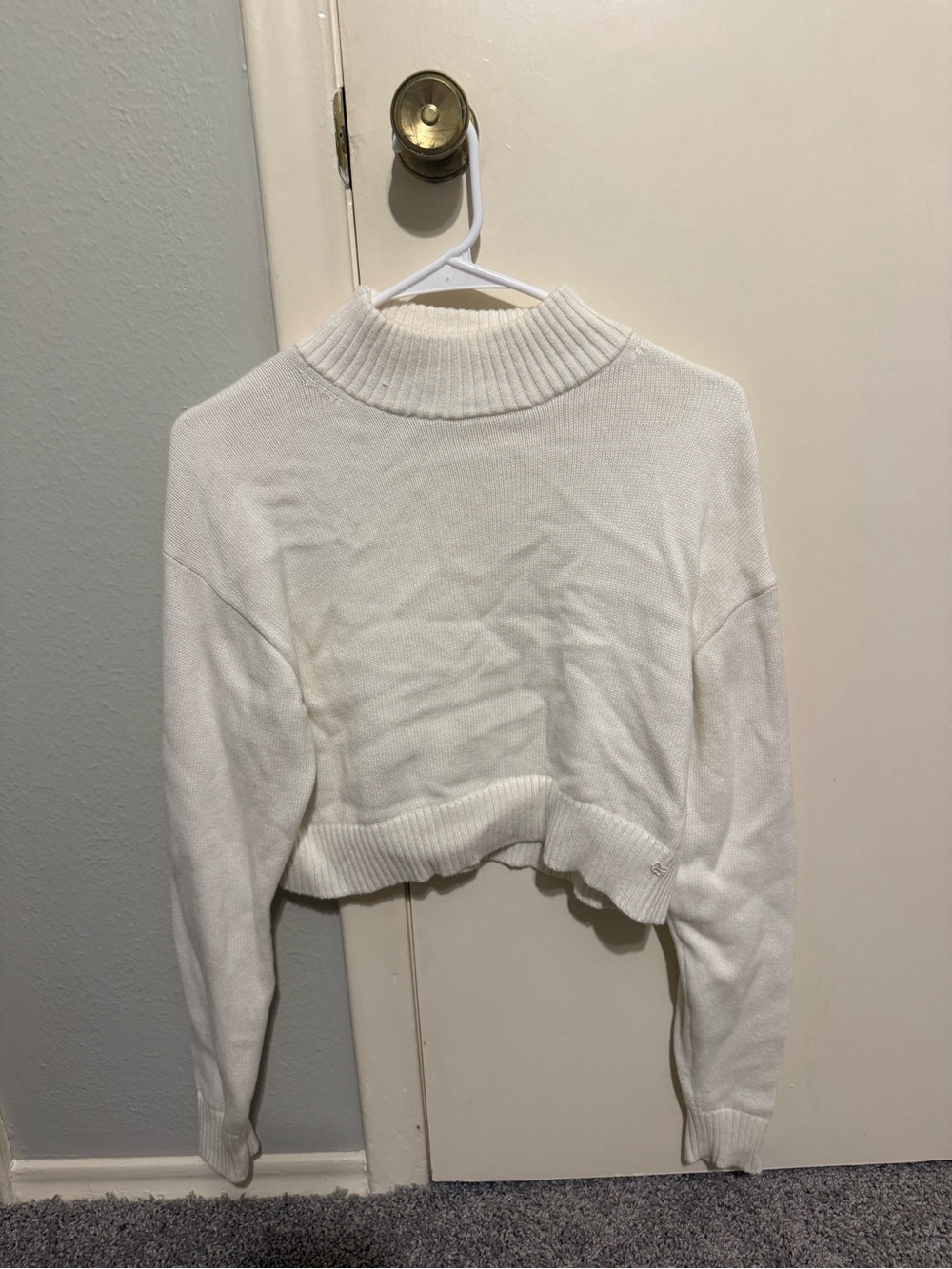 Sunday Best White Cropped Turtleneck Sweater